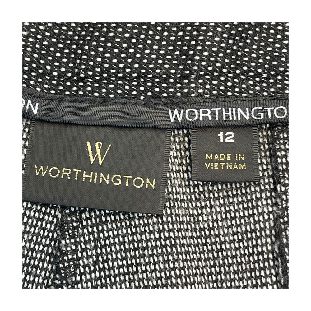 Worthington Dress Pants Women's 12 Gray Polka Dot Modern Fit Mid-Rise Wide-Leg - Picture 4 of 8